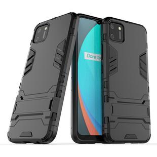 For OPPO Realme C11 PC + TPU Shockproof Protective Case with Invisible Holder(Black)
