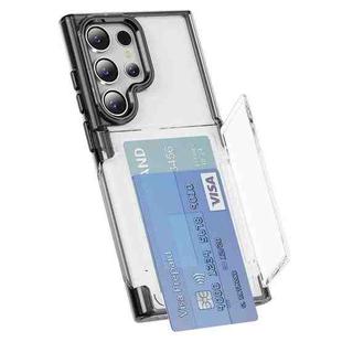 For Samsung Galaxy S22 Ultra 5G Card Holder Acrylic Hybrid TPU Phone Case(Transparent Black)