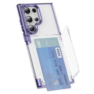For Samsung Galaxy S22 Ultra 5G Card Holder Acrylic Hybrid TPU Phone Case(Transparent Purple)