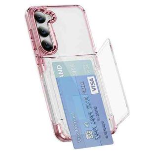 For Samsung Galaxy S23 5G Card Holder Acrylic Hybrid TPU Phone Case(Transparent Pink)