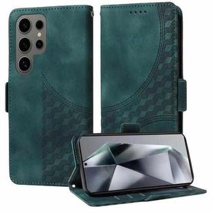 For Samsung Galaxy S24 Ultra 5G Embossed Rhombus Starry Leather Phone Case(Green)