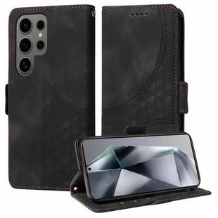 For Samsung Galaxy S24 Ultra 5G Embossed Rhombus Starry Leather Phone Case(Black)
