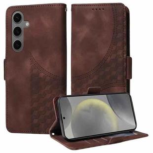 For Samsung Galaxy S24+ 5G Embossed Rhombus Starry Leather Phone Case(Brown)