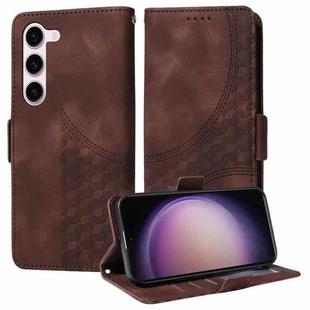 For Samsung Galaxy S23 5G Embossed Rhombus Starry Leather Phone Case(Brown)