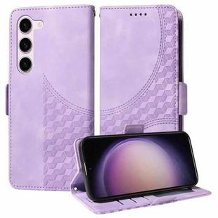 For Samsung Galaxy S23 5G Embossed Rhombus Starry Leather Phone Case(Purple)