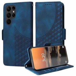 For Samsung Galaxy S23 Ultra 5G Embossed Rhombus Starry Leather Phone Case(Blue)