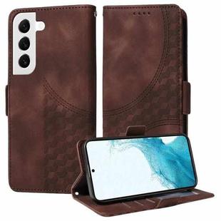 For Samsung Galaxy S22+ 5G Embossed Rhombus Starry Leather Phone Case(Brown)