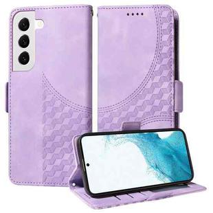 For Samsung Galaxy S22+ 5G Embossed Rhombus Starry Leather Phone Case(Purple)