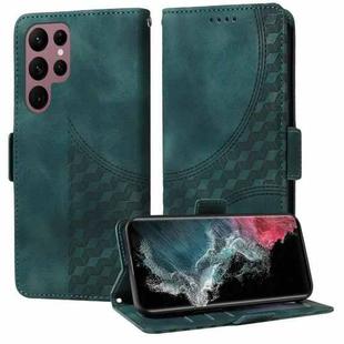 For Samsung Galaxy S22 Ultra 5G Embossed Rhombus Starry Leather Phone Case(Green)