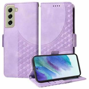 For Samsung Galaxy S21 FE 5G Embossed Rhombus Starry Leather Phone Case(Purple)