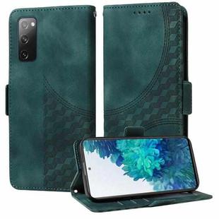 For Samsung Galaxy S20 FE Embossed Rhombus Starry Leather Phone Case(Green)