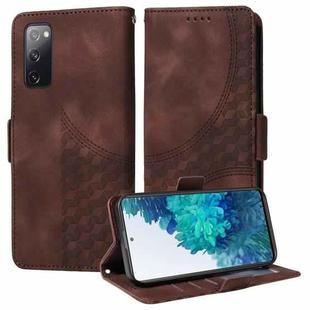For Samsung Galaxy S20 FE Embossed Rhombus Starry Leather Phone Case(Brown)