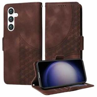 For Samsung Galaxy S23 FE 5G Embossed Rhombus Starry Leather Phone Case(Brown)