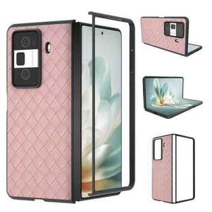 For Honor Magic Vs3 Black Frame Woven Texture PU Phone Case(Pink)