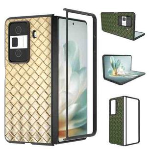 For Honor Magic Vs3 Black Frame Woven Texture PU Phone Case(Gold)