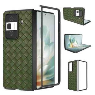 For Honor Magic Vs3 Black Frame Woven Texture PU Phone Case(Green)