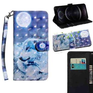 For iPhone 12 / 12 Pro 3D Painting Pattern Coloured Drawing Horizontal Flip PU Leather Case with Holder & Card Slots & Wallet & Lanyard(Wolf)