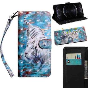 For iPhone 12 / 12 Pro 3D Painting Pattern Coloured Drawing Horizontal Flip PU Leather Case with Holder & Card Slots & Wallet & Lanyard(Tiger)