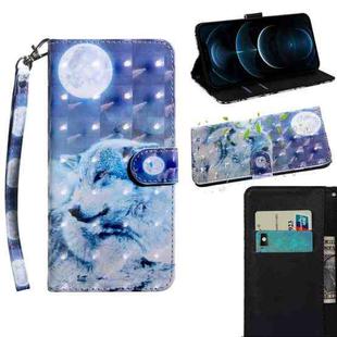 For iPhone 12 Pro Max 3D Painting Pattern Coloured Drawing Horizontal Flip PU Leather Case with Holder & Card Slots & Wallet & Lanyard(Wolf)