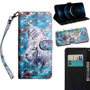 For iPhone 12 Pro Max 3D Painting Pattern Coloured Drawing Horizontal Flip PU Leather Case with Holder & Card Slots & Wallet & Lanyard(Tiger)