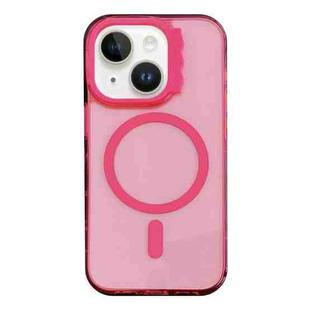 For iPhone 13 MagSafe Colorful Wavy Circle PC Hybrid TPU Phone Case(Rose Red)