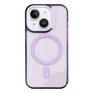 For iPhone 14 MagSafe Colorful Wavy Circle PC Hybrid TPU Phone Case(Purple)