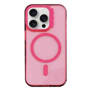 For iPhone 14 Pro Max MagSafe Colorful Wavy Circle PC Hybrid TPU Phone Case(Rose Red)