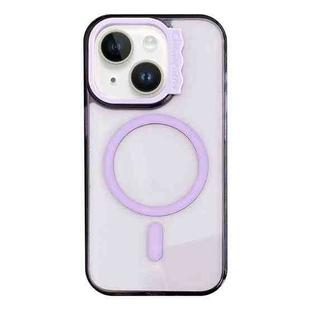 For iPhone 15 MagSafe Colorful Wavy Circle PC Hybrid TPU Phone Case(Purple)