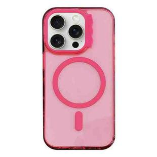 For iPhone 15 Pro MagSafe Colorful Wavy Circle PC Hybrid TPU Phone Case(Rose Red)
