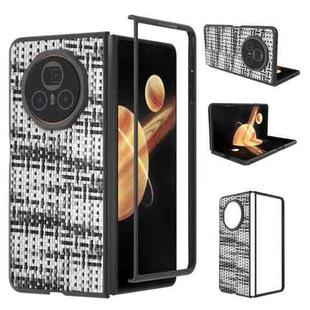 For Honor Magic V3 Black Frame Color Lattice Texture PU Phone Case(Black)