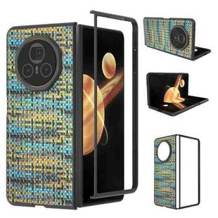 For Honor Magic V3 Black Frame Color Lattice Texture PU Phone Case(Gold)