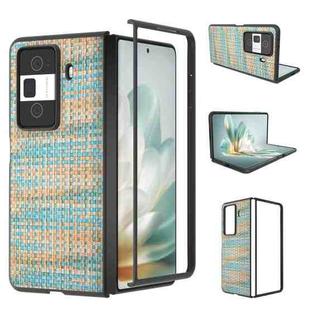 For Honor Magic Vs3 Black Frame Color Lattice Texture PU Phone Case(Blue)