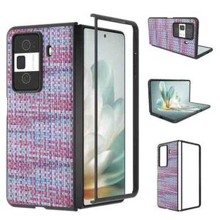 For Honor Magic Vs3 Black Frame Color Lattice Texture PU Phone Case(Purple)