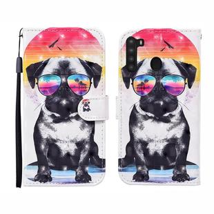 For Samsung Galaxy A21 (US Version) 3D Painted Pattern Horizontal Flip Leather Case with Holder & Wallet & Card slot & Lanyard(Glasses Dog)