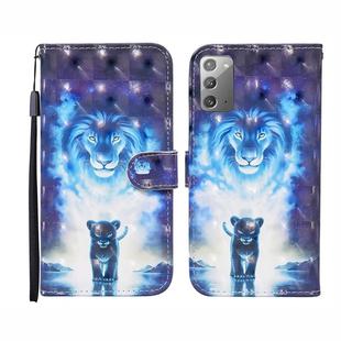 For Samsung Galaxy Note20 3D Painted Pattern Horizontal Flip Leather Case with Holder & Wallet & Card slot & Lanyard(Lion)