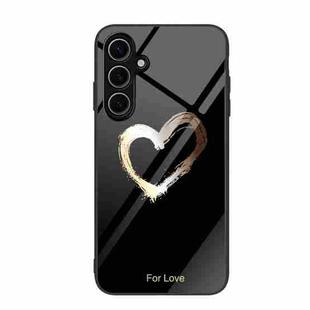 For Samsung Galaxy S24 FE 5G Colorful Painted Glass Phone Case(Black Love)