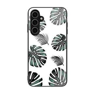 For Samsung Galaxy S24 FE 5G Colorful Painted Glass Phone Case(Banana Leaf)