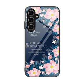 For Samsung Galaxy S24 FE 5G Colorful Painted Glass Phone Case(Flower)