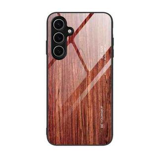 For Samsung Galaxy S24 FE 5G Wood Grain Glass Phone Case(Coffee)