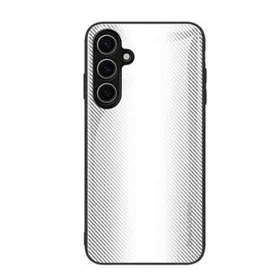 For Samsung Galaxy S24 FE 5G Texture Gradient Glass TPU Phone Case(White)