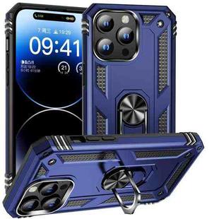 For iPhone 16 Pro Shockproof TPU Hybrid PC Phone Case with Holder(Blue)