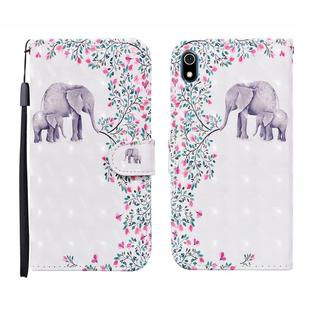 For Xiaomi Redmi 7A 3D Painted Pattern Horizontal Flip Leather Case with Holder & Wallet & Card slot & Lanyard(Flower Elephant)