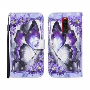 For Xiaomi Redmi 8 / 8A 3D Painted Pattern Horizontal Flip Leather Case with Holder & Wallet & Card slot & Lanyard(Purple Flower Butterfly)