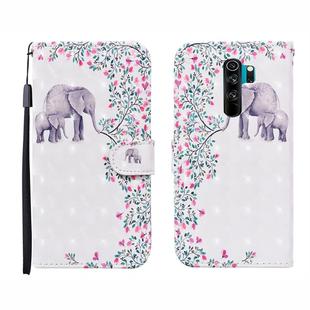 For Xiaomi Redmi Note 8 Pro 3D Painted Pattern Horizontal Flip Leather Case with Holder & Wallet & Card slot & Lanyard(Flower Elephant)
