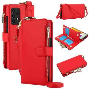 For Samsung Galaxy A52 4G / 5G Crossbody Ring Multifunctional Wallet Leather Phone Case(Red)