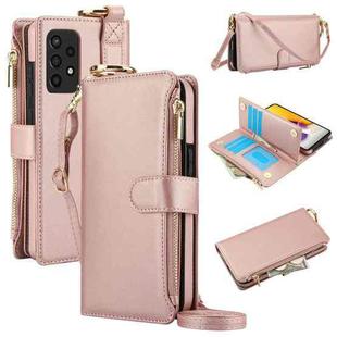 For Samsung Galaxy Note20 Ultra Crossbody Ring Multifunctional Wallet Leather Phone Case(Rose Gold)