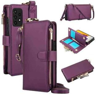 For Samsung Galaxy Note20 Ultra Crossbody Ring Multifunctional Wallet Leather Phone Case(Dark Purple)