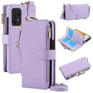 For Samsung Galaxy Note20 Ultra Crossbody Ring Multifunctional Wallet Leather Phone Case(Purple)