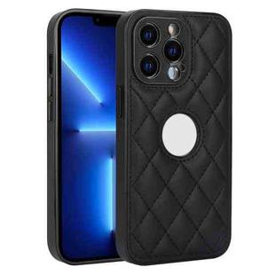 For iPhone 13 Pro Rhombic Leather Back Cover Phone Case(Black)