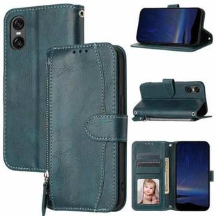 For Sony Xperia 10 VI Oil Skin Zipper Wallet Leather Phone Case(Blue)